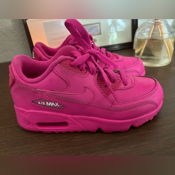 Nike Air Max 90 Leather Laser Fuchsia/Laser Fuchsia 833377-603 size 1Y - Picture 3 of 11